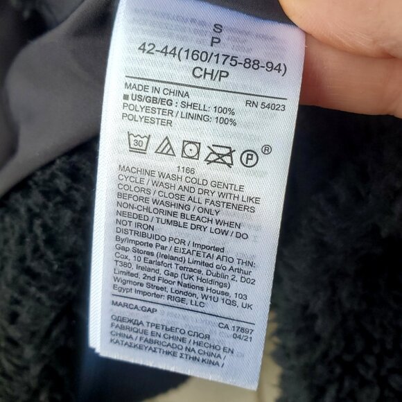 Gap Sherpa Fleece Long Teddy Coat, Black, Women's S - Picture 16 of 16